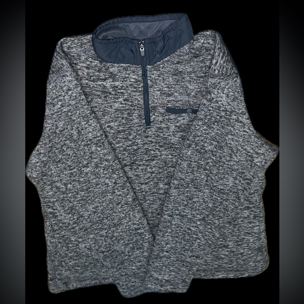 Eddie Bauer Sweater Mens XL Gray Fleece Knit 1/4 Zip Classic Fit Pullover Eddie